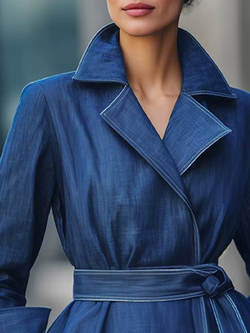 Women's Belted Blue Denim Jacket