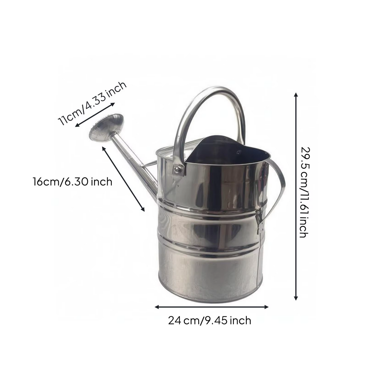 Sleek & Sturdy! Stainless Steel Long Spout Garden Watering Can