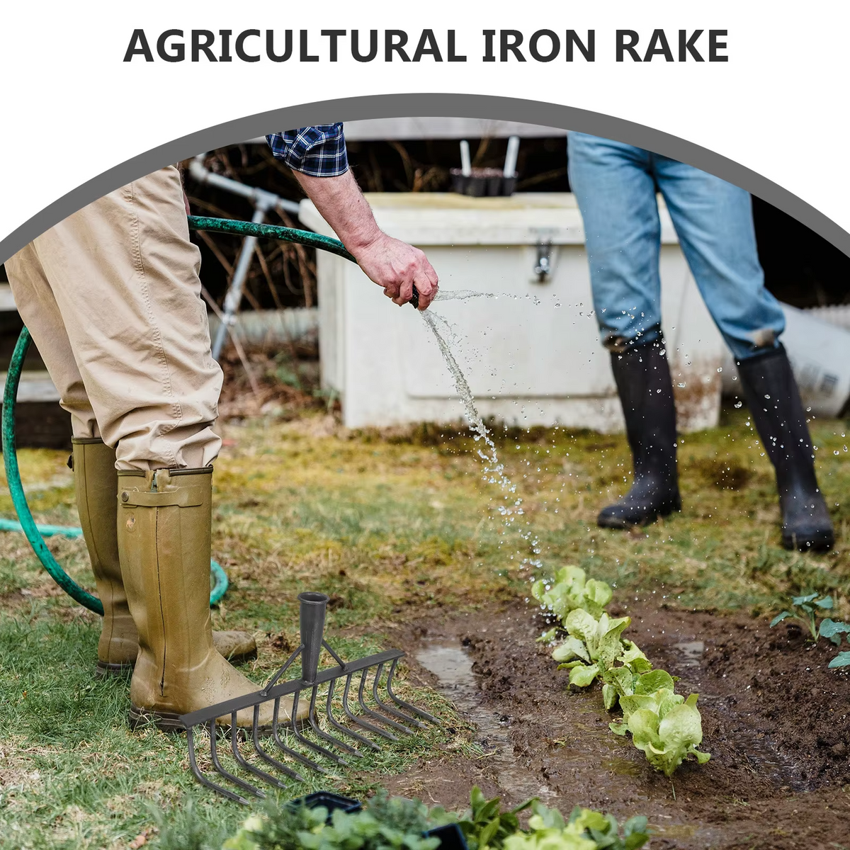 Tough Garden Work Made Easy! Heavy Carbon Steel Rake Head Attachment
