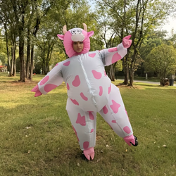 Inflatable Pink Cow Costume for Adults | Funny Blow-Up Animal Suit