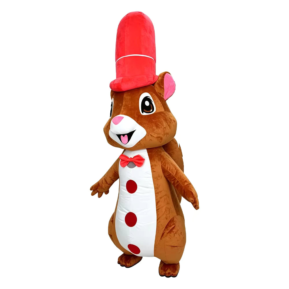 Giant Inflatable Red Hat Squirrel Mascot Costume | Christmas & Halloween