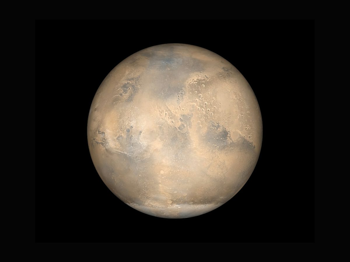 Mars on a black background — illustrative stock photo