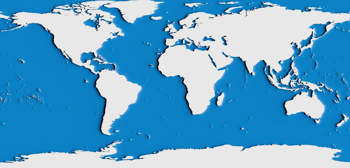 a blue and white map of the world — illustrative stock photo