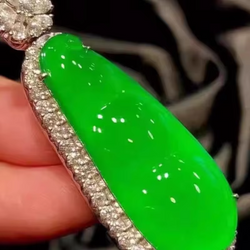 Myanmar Ice Sunny Green Jade Four-Season Bean Pendant | Fortune Jewelry