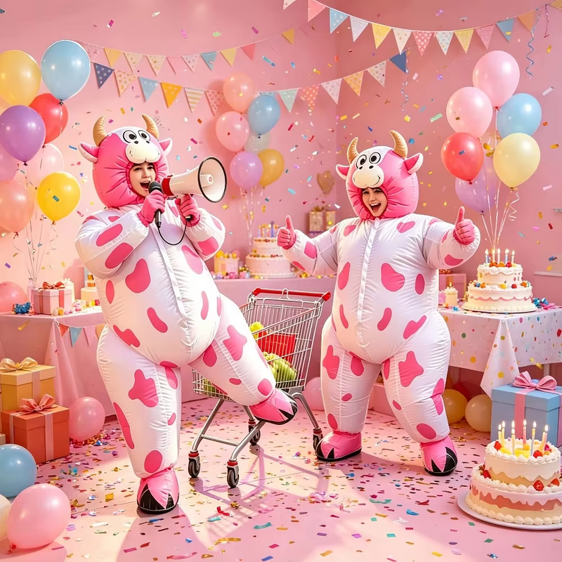 Hilarious Inflatable Pink Cow Costume | Funny Party & Festival Outfit