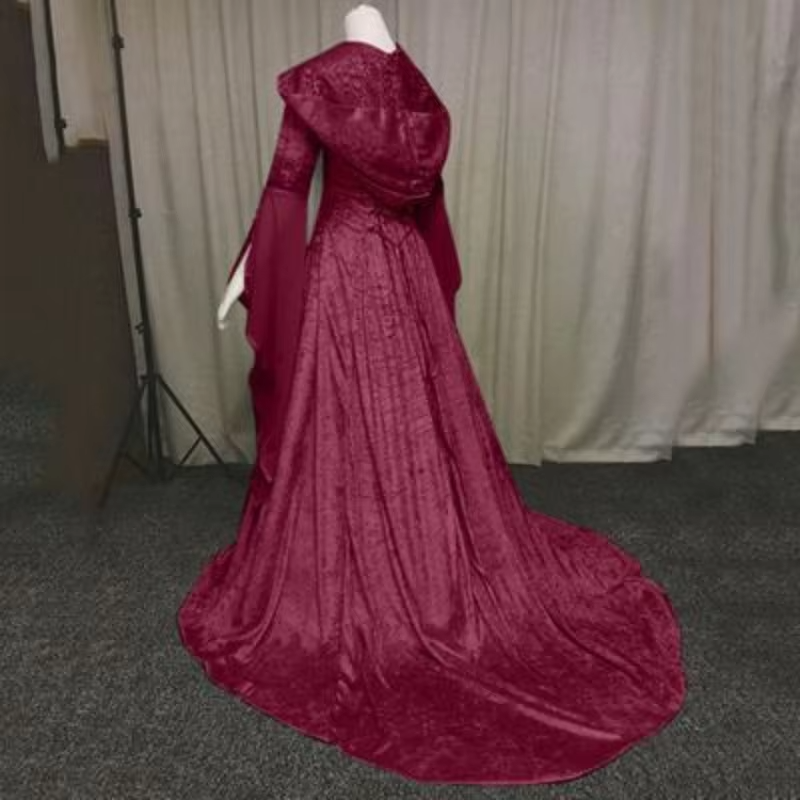 Women’s Medieval Hooded Cosplay Dress 🌹 | Retro Fantasy Gown