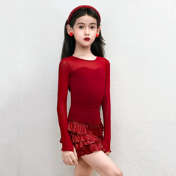 Stunning Girls Red Latin Dance Dress | Salsa & Rumba Costume