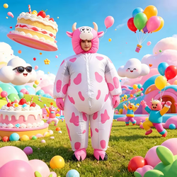 Hilarious Inflatable Pink Cow Costume | Funny Party & Festival Outfit
