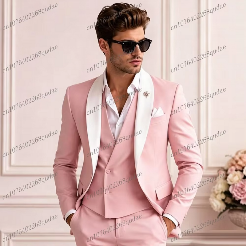 Pink & White Men's Three-Piece Formal Suit