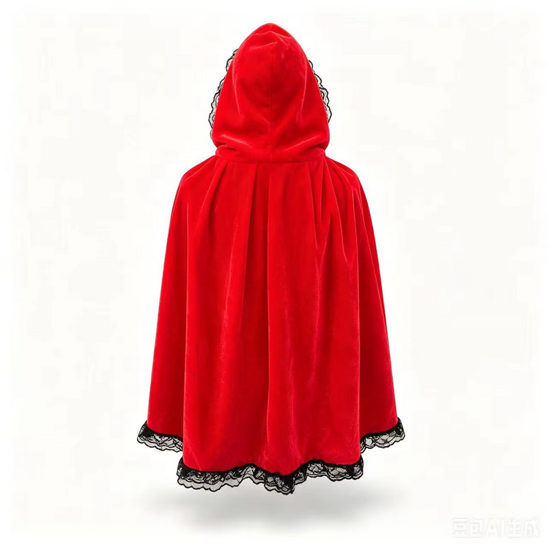 Red Velvet Hooded Costume Cloak